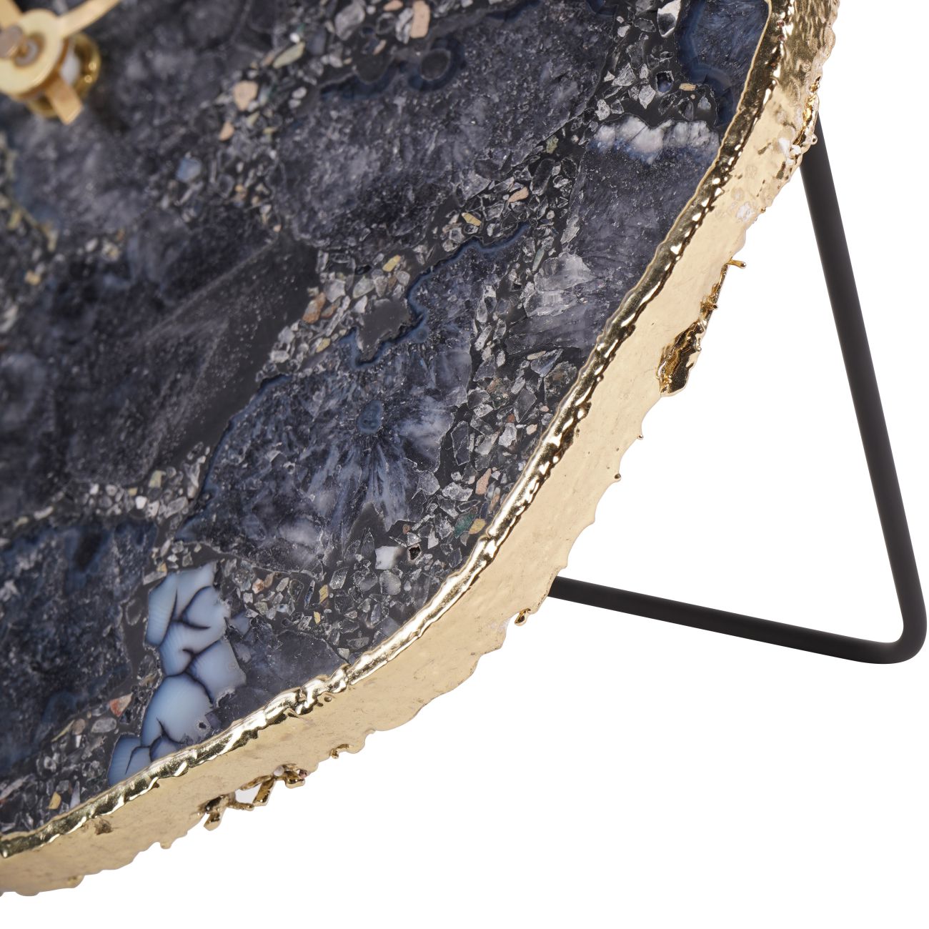 Smokey Agate Stone & Gold Mantel Clock